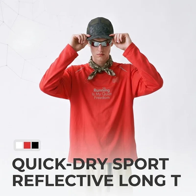Hiking - 反射素材を使用したスポーツ用ランニングシャツ - 男女兼用、吸湿速乾性に優れたクルーネックTシャツ。夜間のジョギングやハイキングに最適な高い視認性を実現。