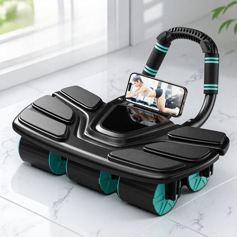 Ab Roller Wheel With Elbow Support - 6輪腹筋健康ホイール自動リバウンドロール腹筋トレーニングアブローラーサポートプッシュスリムベリー機器
