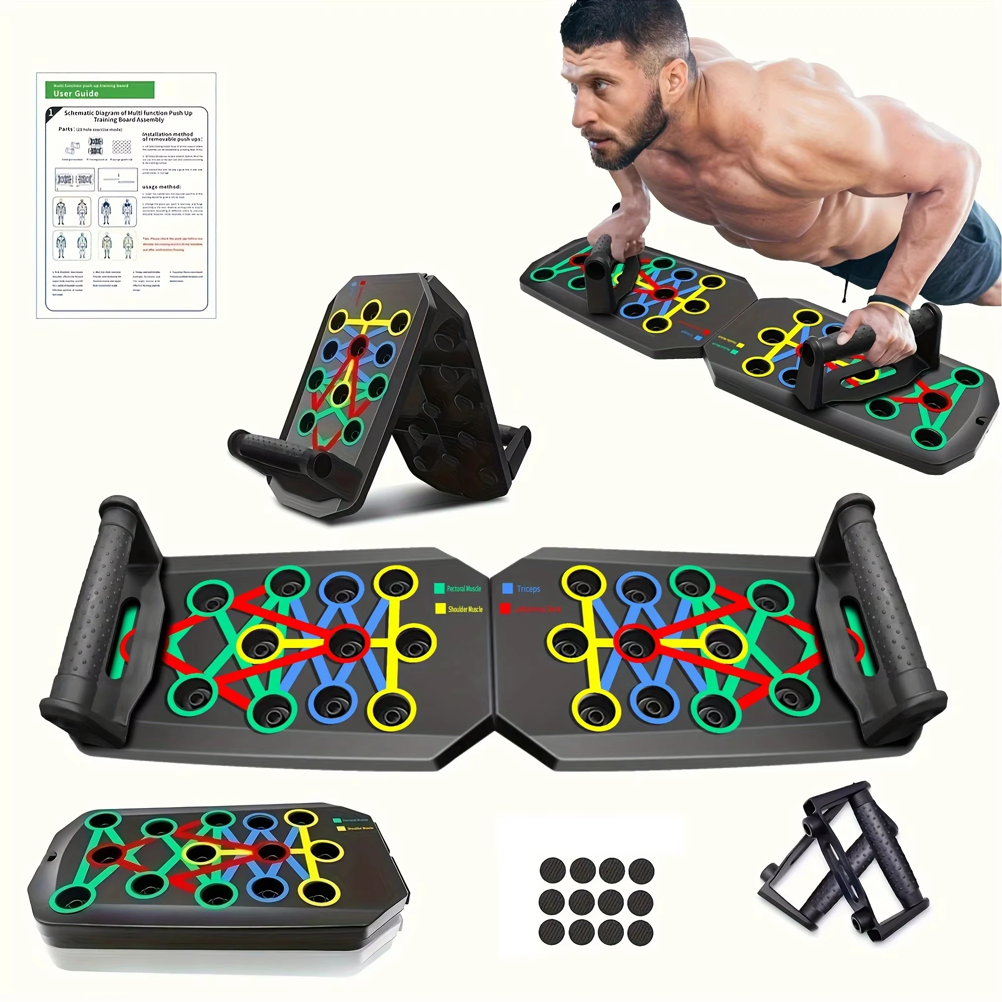 1個入り、折りたたみ式多機能プッシュアップボードセット。ハン - Push Up Board Foldable Multi Function のレビューと価格