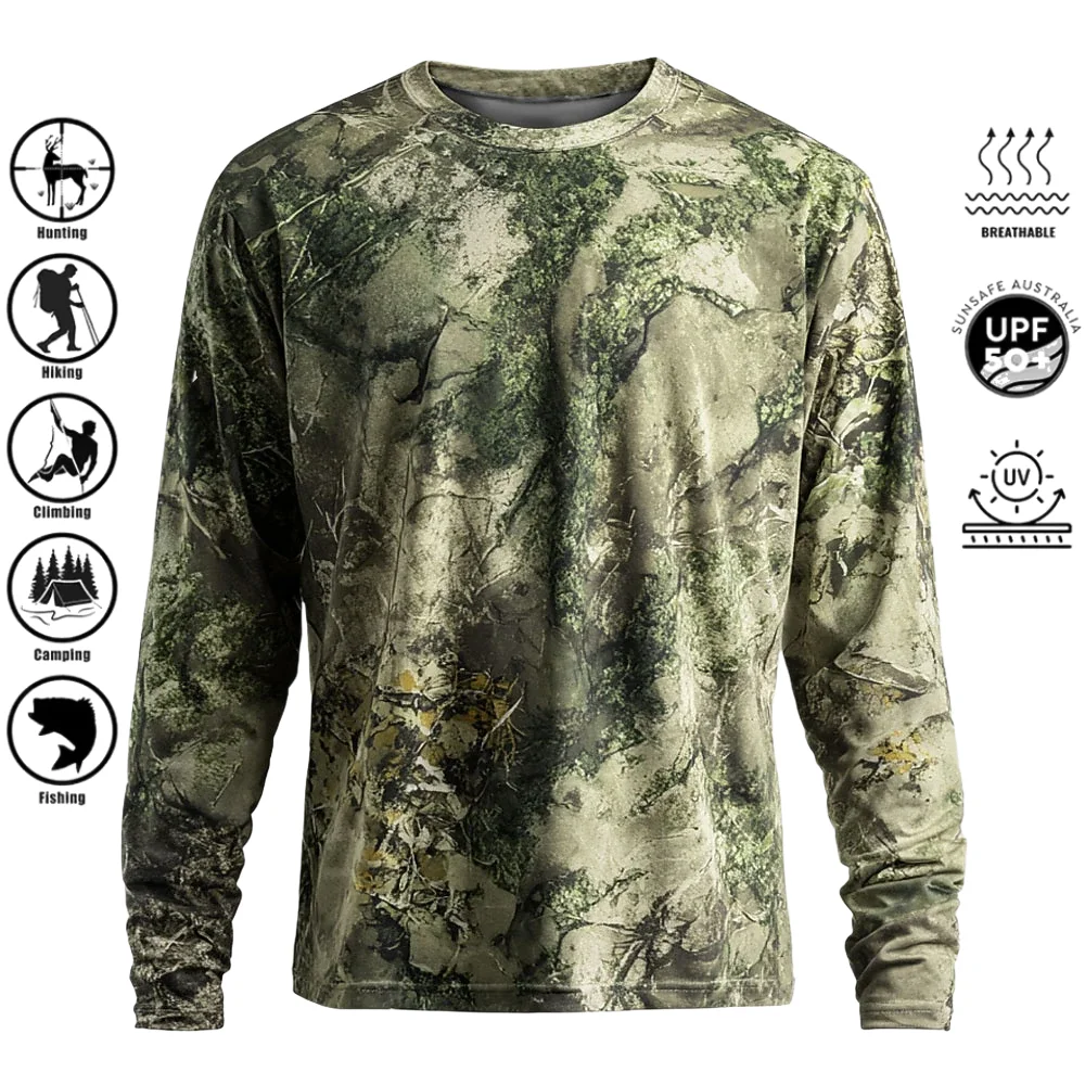 メンズ長袖Tシャツ、ポリエステル素材、3Dプリント迷彩柄、U - Hiking のレビューと価格