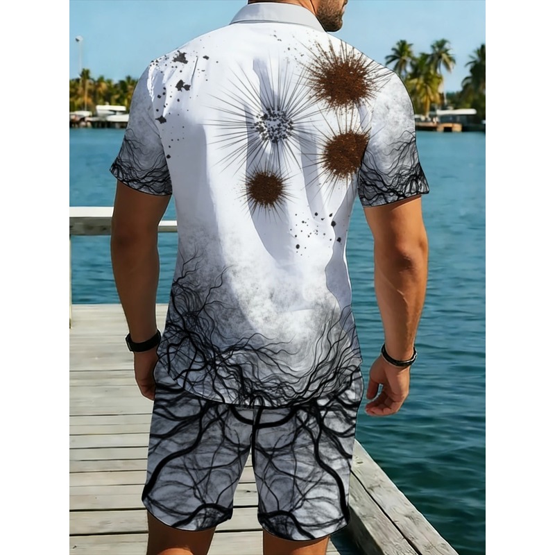 プレミアムメンズプリントシャツショーツマッチングセット、通気 - Hiking のレビューと価格
